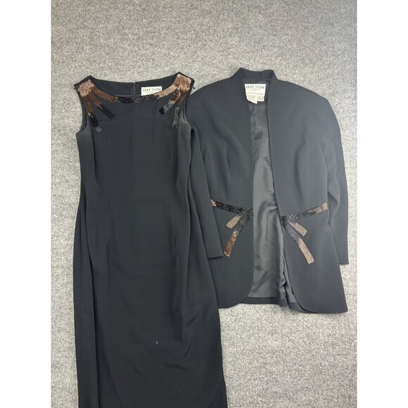 Daymor Couture Set Womens 8 Black Beaded Neckline Formal Evening Gown Sheath